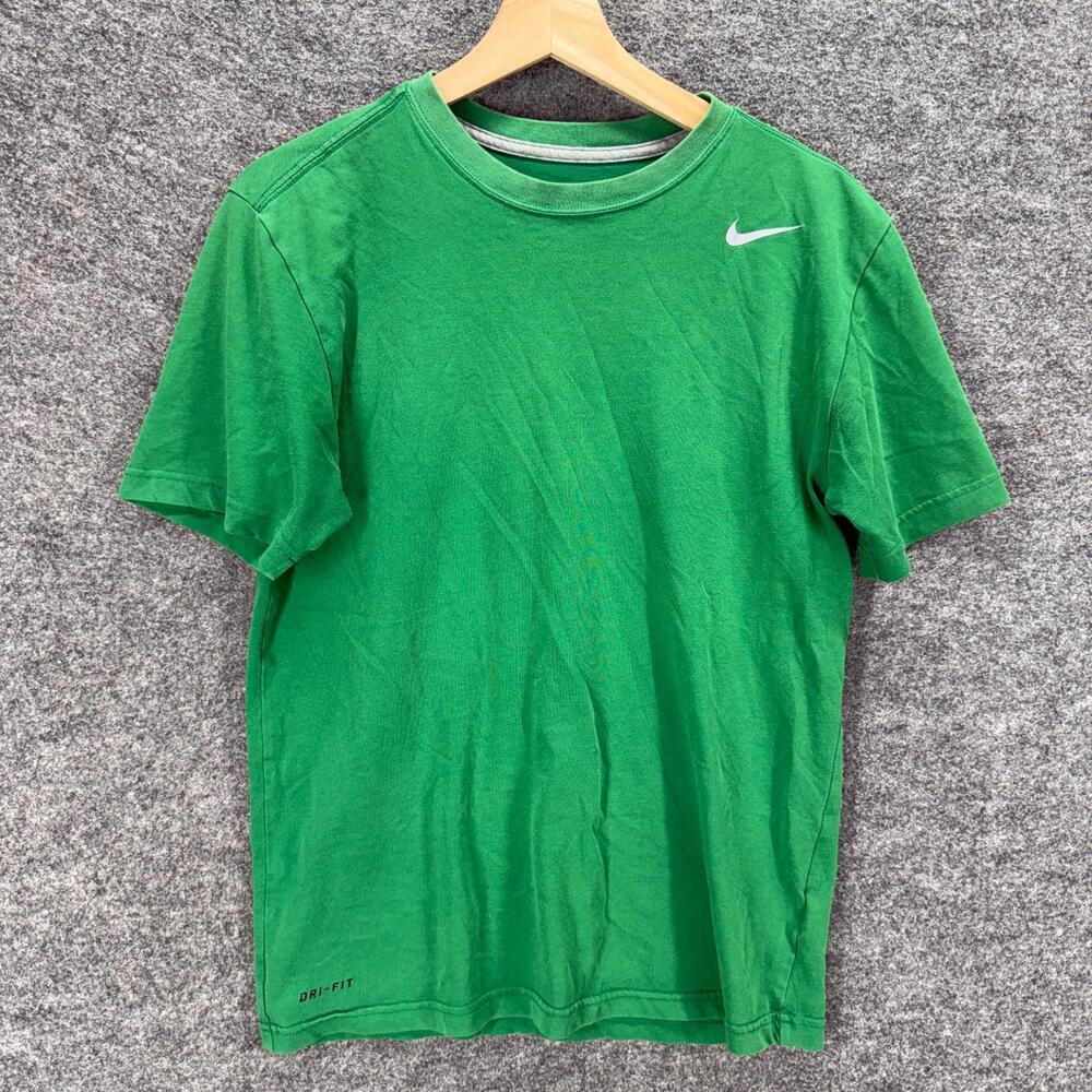 Nike T-Shirt Men L Large Green Crew Neck Short Sleeve Cotton Regular Pullover